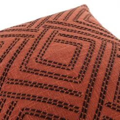 Javari Burnt Terracotta Cord Stitched β Textured Cotton Slub Square Cushion 7 Javari Burnt Terracotta Cord Stitched β Textured Cotton Slub Square Cushion -Daals Store HW CUSH JAVARICORD45 detail2