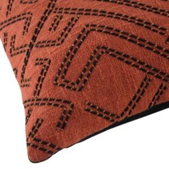 Javari Burnt Terracotta Cord Stitched β Textured Cotton Slub Square Cushion 8 Javari Burnt Terracotta Cord Stitched β Textured Cotton Slub Square Cushion -Daals Store HW CUSH JAVARICORD45 detail3