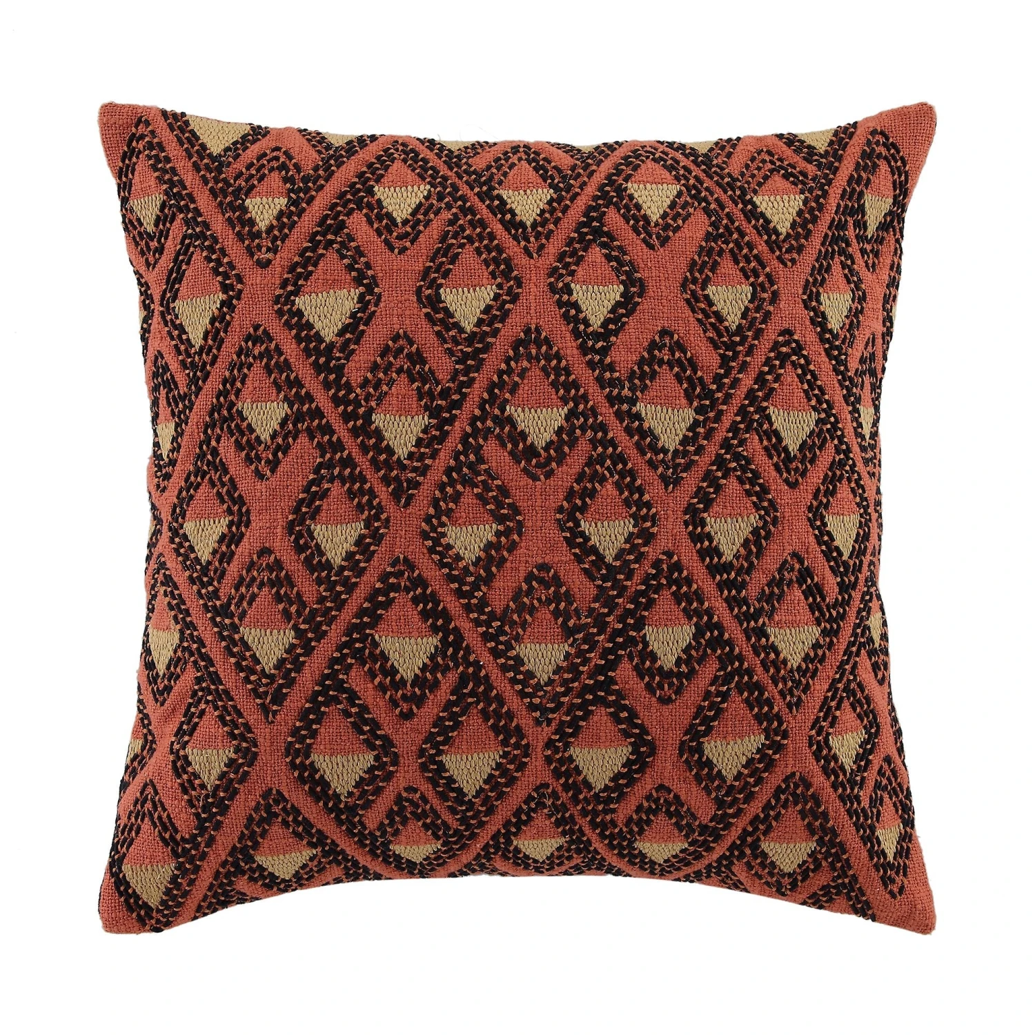 Javari Burnt Terracotta Stitched Cushion 3 Javari Burnt Terracotta Stitched Cushion - Image 3