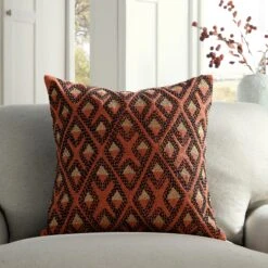 Javari Burnt Terracotta Stitched Cushion 8 Javari Burnt Terracotta Stitched Cushion -Daals Store HW CUSH JAVARISTICHED45 scene1