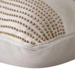 Luxe Collection Josie Natural and Gold Hand Beaded Cushion - Dobby Cotton Home Decor -Daals Store HW CUSH JOSIE45 detail2