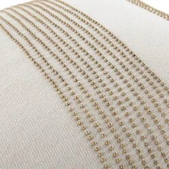 Luxe Collection Josie Natural and Gold Hand Beaded Cushion - Dobby Cotton Home Decor -Daals Store HW CUSH JOSIE45 detail3