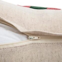 Knox Pink Green & Beige Crewelwork Wool Embroidered Cushion – Geometric Optical Illusion 50x50 Throw Pillow -Daals Store HW CUSH KNOX PINKGREENBEIGE detail4