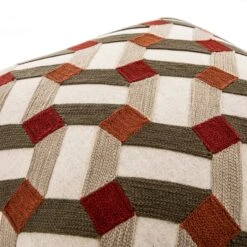 Knox Rust Olive & Beige Crewelwork Wool Embroidered Cushion 8 Knox Rust Olive & Beige Crewelwork Wool Embroidered Cushion -Daals Store HW CUSH KNOX RUSTOLIVEBEIGE detail1