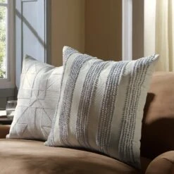 Indigo Collection Laguna French Knot White & Soft Blue Textured Cotton Cushion - 45x45cm Square Throw Pillow 9 Indigo Collection Laguna French Knot White & Soft Blue Textured Cotton Cushion - 45x45cm Square Throw Pillow -Daals Store HW CUSH LAGUNA45 scene1