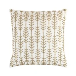 Luxe Collection Pearl White & Gold Hand Beaded Linear Stem Velvet Cushion -Daals Store HW CUSH LINEARSTEM45 WB1