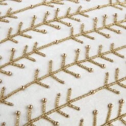 Luxe Collection Pearl White & Gold Hand Beaded Linear Stem Velvet Cushion -Daals Store HW CUSH LINEARSTEM45 detail3