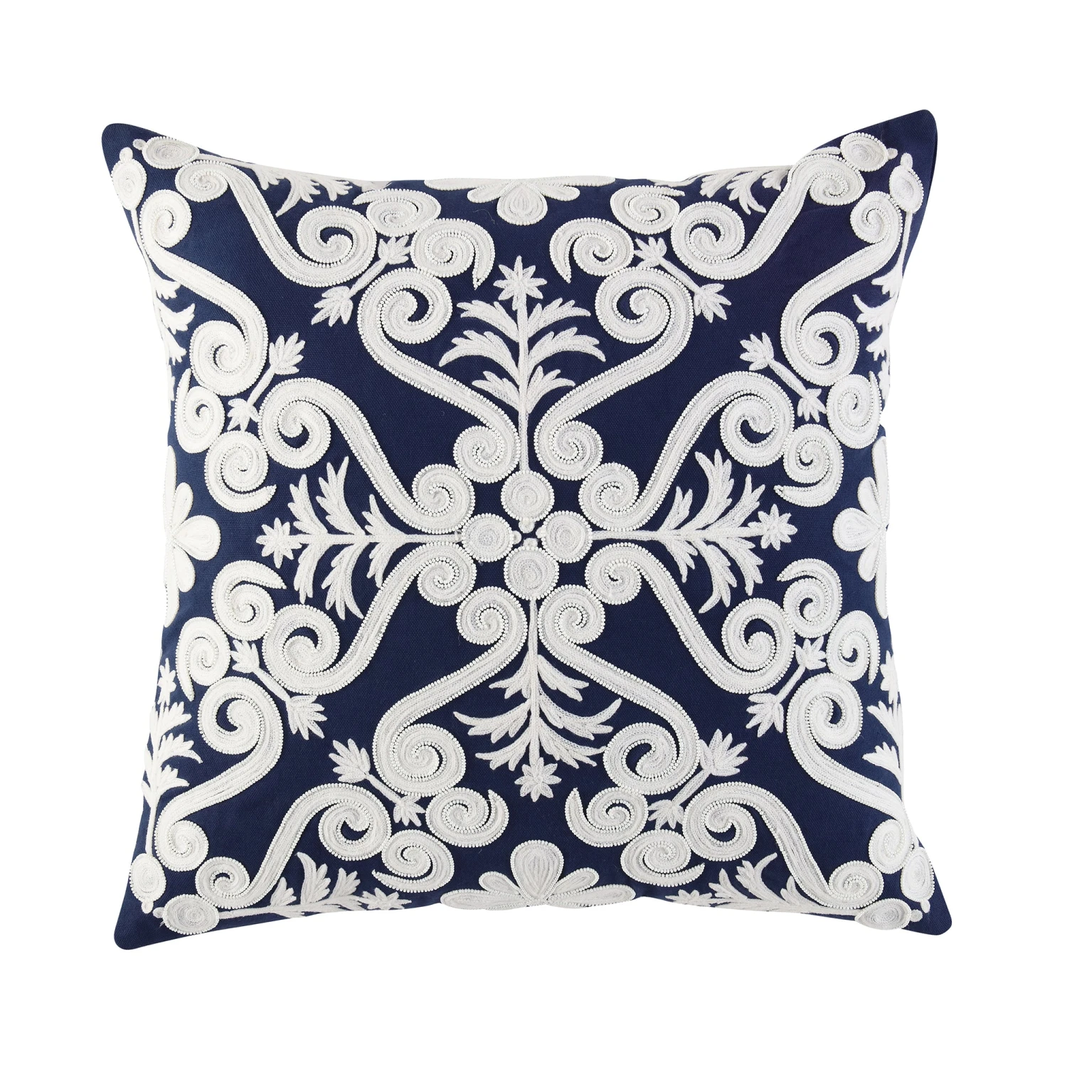 Indigo Collection Lucia Hand Embroidered Swirl Cushion 1 Indigo Collection Lucia Hand Embroidered Swirl Cushion