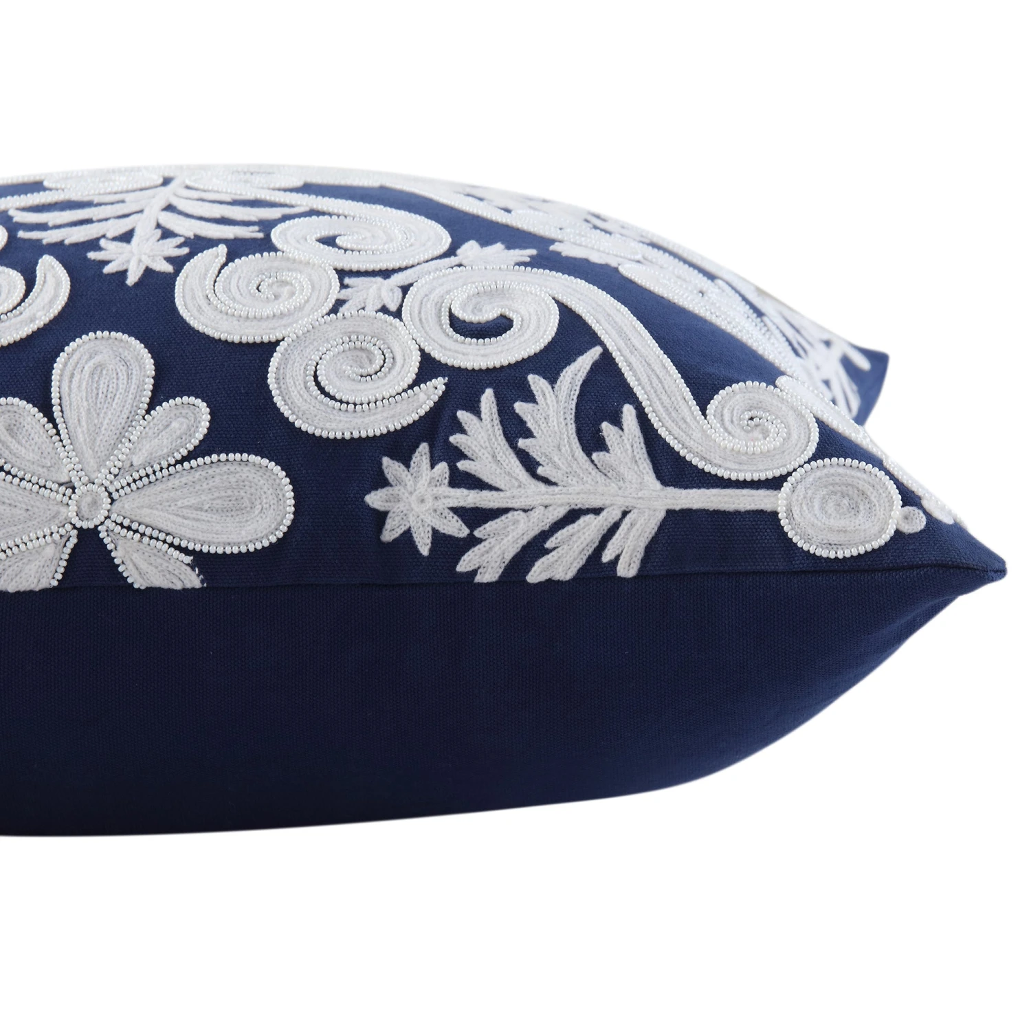 Indigo Collection Lucia Hand Embroidered Swirl Cushion 3 Indigo Collection Lucia Hand Embroidered Swirl Cushion - Image 3