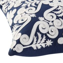 Indigo Collection Lucia Hand Embroidered Swirl Cushion 9 Indigo Collection Lucia Hand Embroidered Swirl Cushion -Daals Store HW CUSH LUCIA45 detail2