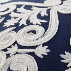 Indigo Collection Lucia Hand Embroidered Swirl Cushion 10 Indigo Collection Lucia Hand Embroidered Swirl Cushion -Daals Store HW CUSH LUCIA45 detail3