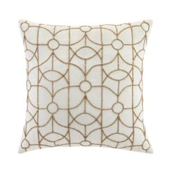 Luxe Collection Luna Pearl White Velvet Hand-Beaded Gold Cushion - 45x45cm