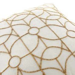 Luxe Collection Luna Pearl White Velvet Hand-Beaded Gold Cushion - 45x45cm -Daals Store HW CUSH LUNA45 detail2