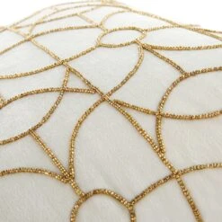 Luxe Collection Luna Pearl White Velvet Hand-Beaded Gold Cushion - 45x45cm -Daals Store HW CUSH LUNA45 detail3