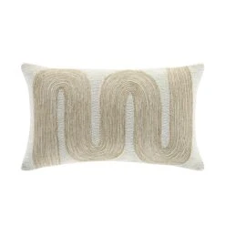 Luxe Collection Pearl White & Champagne Gold Zari Velvet Cushion – Odilla Sparkle Cord Embroidery Lumbar Pillow -Daals Store HW CUSH LUXEODILLA30 WB1