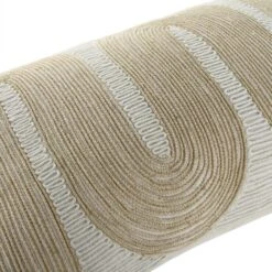 Luxe Collection Pearl White & Champagne Gold Zari Velvet Cushion – Odilla Sparkle Cord Embroidery Lumbar Pillow -Daals Store HW CUSH LUXEODILLA30 detail2