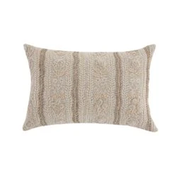 Maison Neutral Sophia Cream Jute Lace Floral Embroidered Lumbar Cushion -Daals Store HW CUSH MAISON SOPHIA WB1
