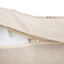 Maison Neutral Sophia Cream Jute Lace Floral Embroidered Lumbar Cushion -Daals Store HW CUSH MAISON SOPHIA detail4