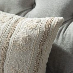 Maison Neutral Sophia Cream Jute Lace Floral Embroidered Lumbar Cushion -Daals Store HW CUSH MAISON SOPHIA scene3