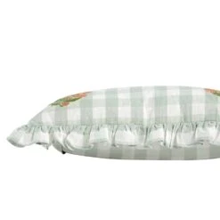 Matilda Sage Green Gingham Ruffle Cushion β Floral Embroidered Linen Blend Square Pillow 5 Matilda Sage Green Gingham Ruffle Cushion β Floral Embroidered Linen Blend Square Pillow -Daals Store HW CUSH MATILDA GINGHAM GRN detail1