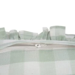 Matilda Sage Green Gingham Ruffle Cushion β Floral Embroidered Linen Blend Square Pillow 7 Matilda Sage Green Gingham Ruffle Cushion β Floral Embroidered Linen Blend Square Pillow -Daals Store HW CUSH MATILDA GINGHAM GRN detail3