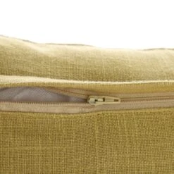 Meadow Corn Yellow Hand Beaded Floral Cushion – Embroidered Cotton Slub Decorative Pillow -Daals Store HW CUSH MEADOWCORN45 detail4