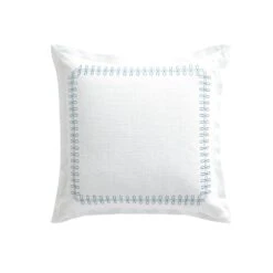 Milano White & Air Force Blue Knot Border – Heritage Embroidered 50x50 Cotton Cushion