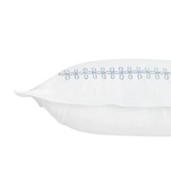 Milano White & Air Force Blue Knot Border – Heritage Embroidered 50x50 Cotton Cushion -Daals Store HW CUSH MILANO BLUE detail2