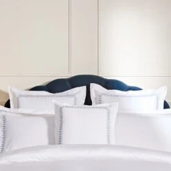 Milano White & Air Force Blue Knot Border – Heritage Embroidered 50x50 Cotton Cushion -Daals Store HW CUSH MILANO BLUE scene1