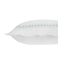 Milano White & Sea Spray Green Embroidered Knot Border Cotton Cushion (50x50cm) -Daals Store HW CUSH MILANO GREEN WB2