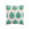 daals Indra Mughal Cyan Blue Wool Embroidered Cushion – 50x50cm Handmade Floral Cotton Pillow