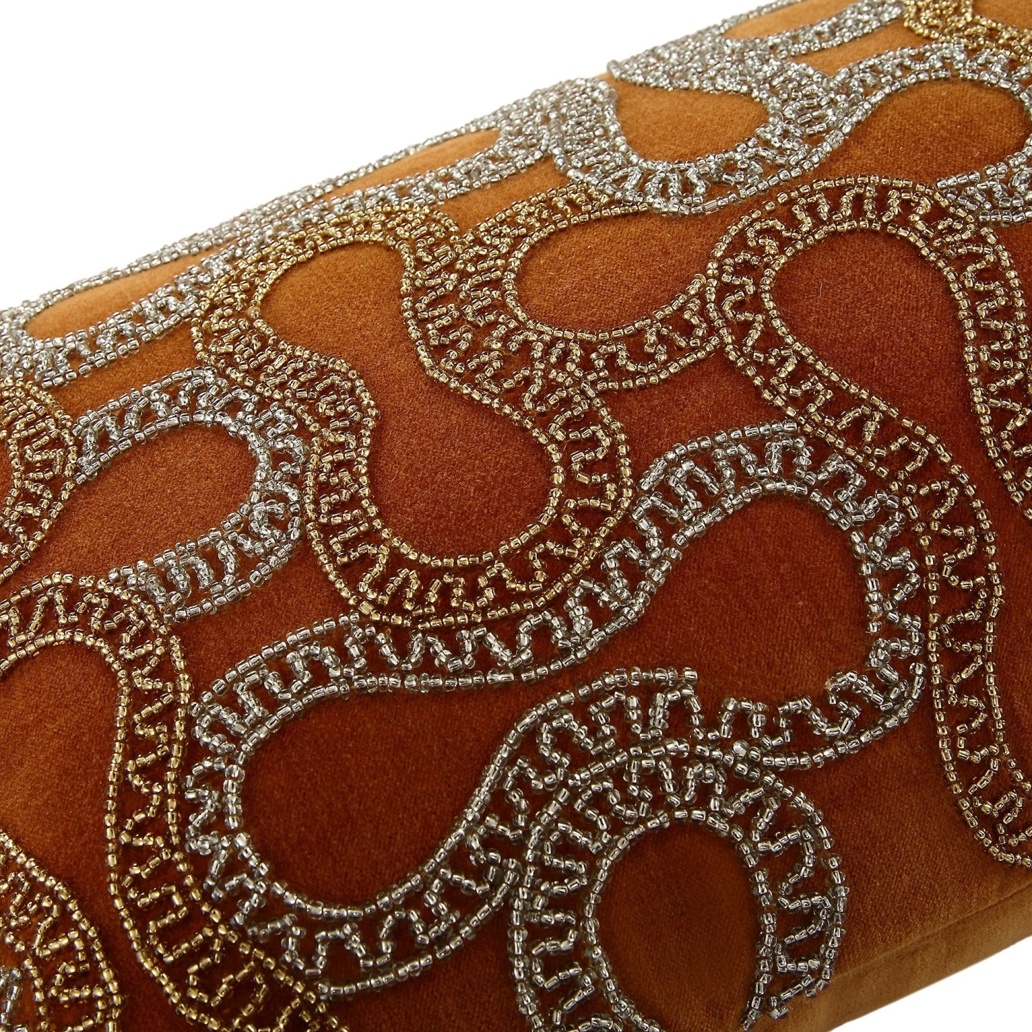 Luxe Collection Orla Apricot Cotton Velvet Cushion β Hand Beaded Metallic Silver Lumbar Pillow 5 Luxe Collection Orla Apricot Cotton Velvet Cushion β Hand Beaded Metallic Silver Lumbar Pillow - Image 5