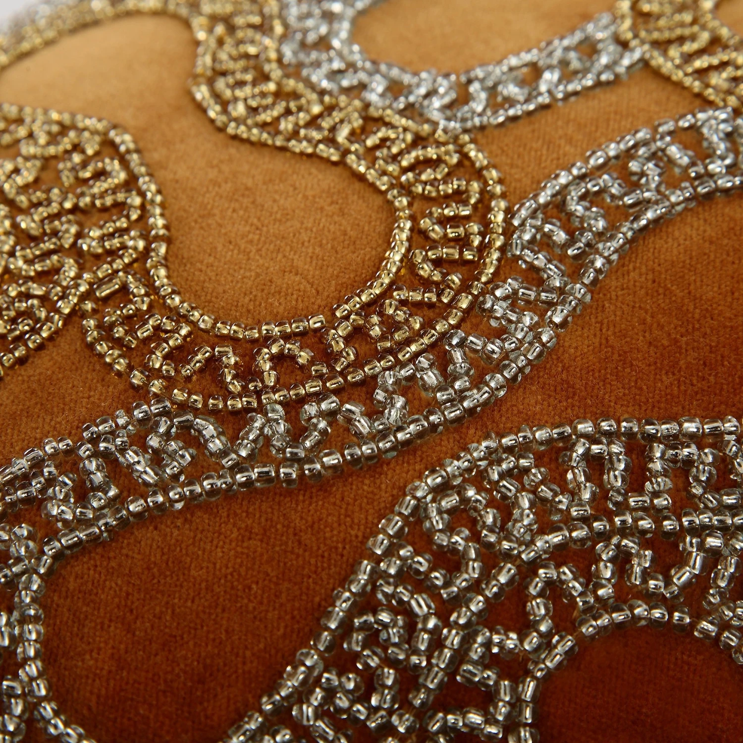 Luxe Collection Orla Apricot Cotton Velvet Cushion β Hand Beaded Metallic Silver Lumbar Pillow 6 Luxe Collection Orla Apricot Cotton Velvet Cushion β Hand Beaded Metallic Silver Lumbar Pillow - Image 6