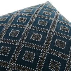 Luxe Collection Ottavia Teal with Silver Beading – Beaded Cotton Velvet Square Glam Cushion -Daals Store HW CUSH OTTAVIA45 detail2