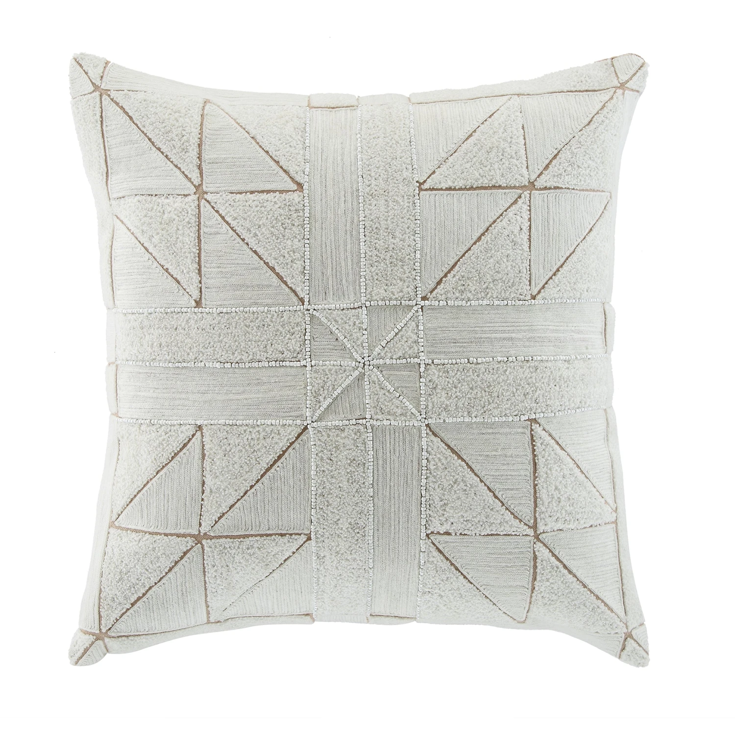 Luxe Collection Victoria Bouclé Patchwork Hand Beaded Cushion - Apricot Reverse 45x45 4 Luxe Collection Victoria Bouclé Patchwork Hand Beaded Cushion - Apricot Reverse 45x45 - Image 4