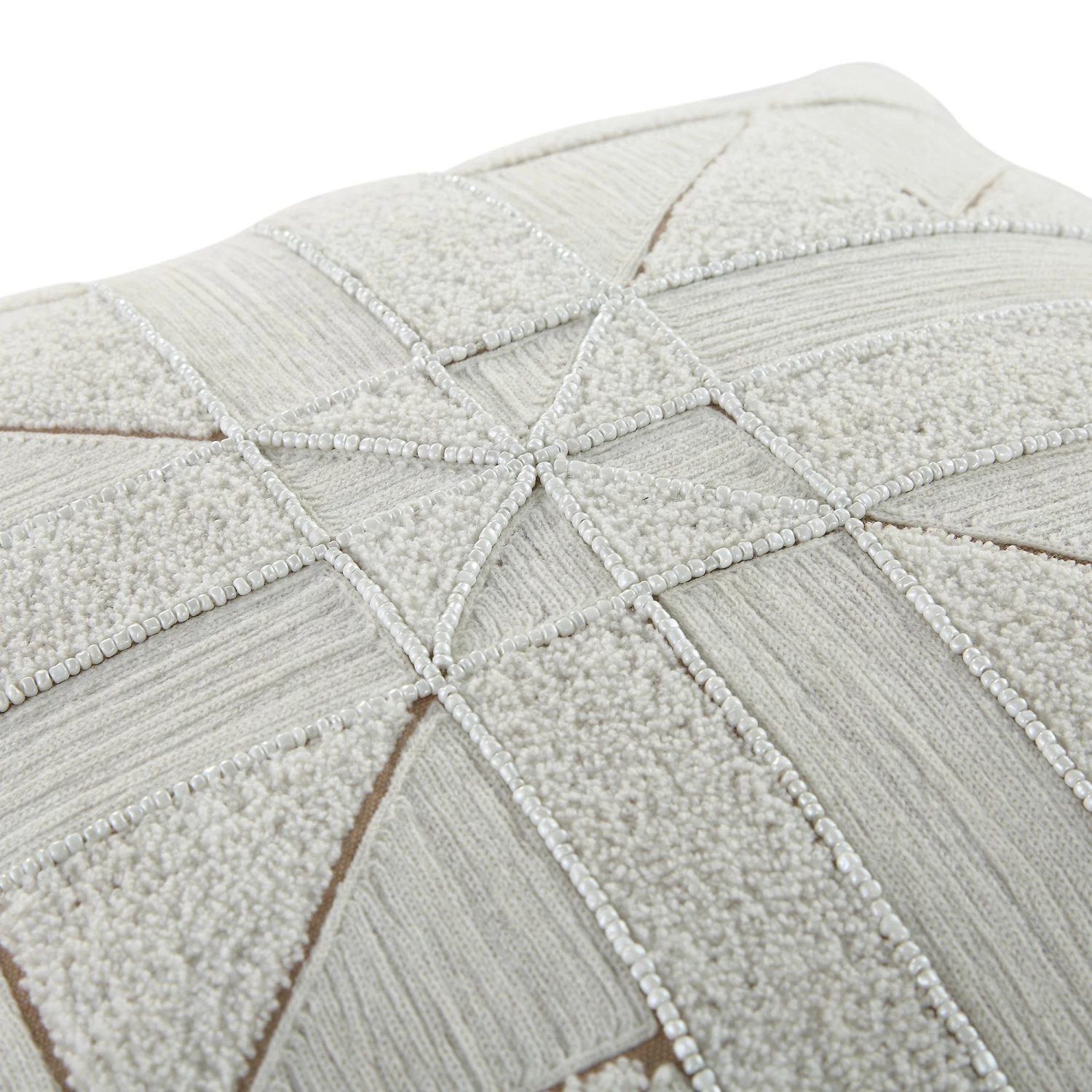 Luxe Collection Victoria Bouclé Patchwork Hand Beaded Cushion - Apricot Reverse 45x45 6 Luxe Collection Victoria Bouclé Patchwork Hand Beaded Cushion - Apricot Reverse 45x45 - Image 6