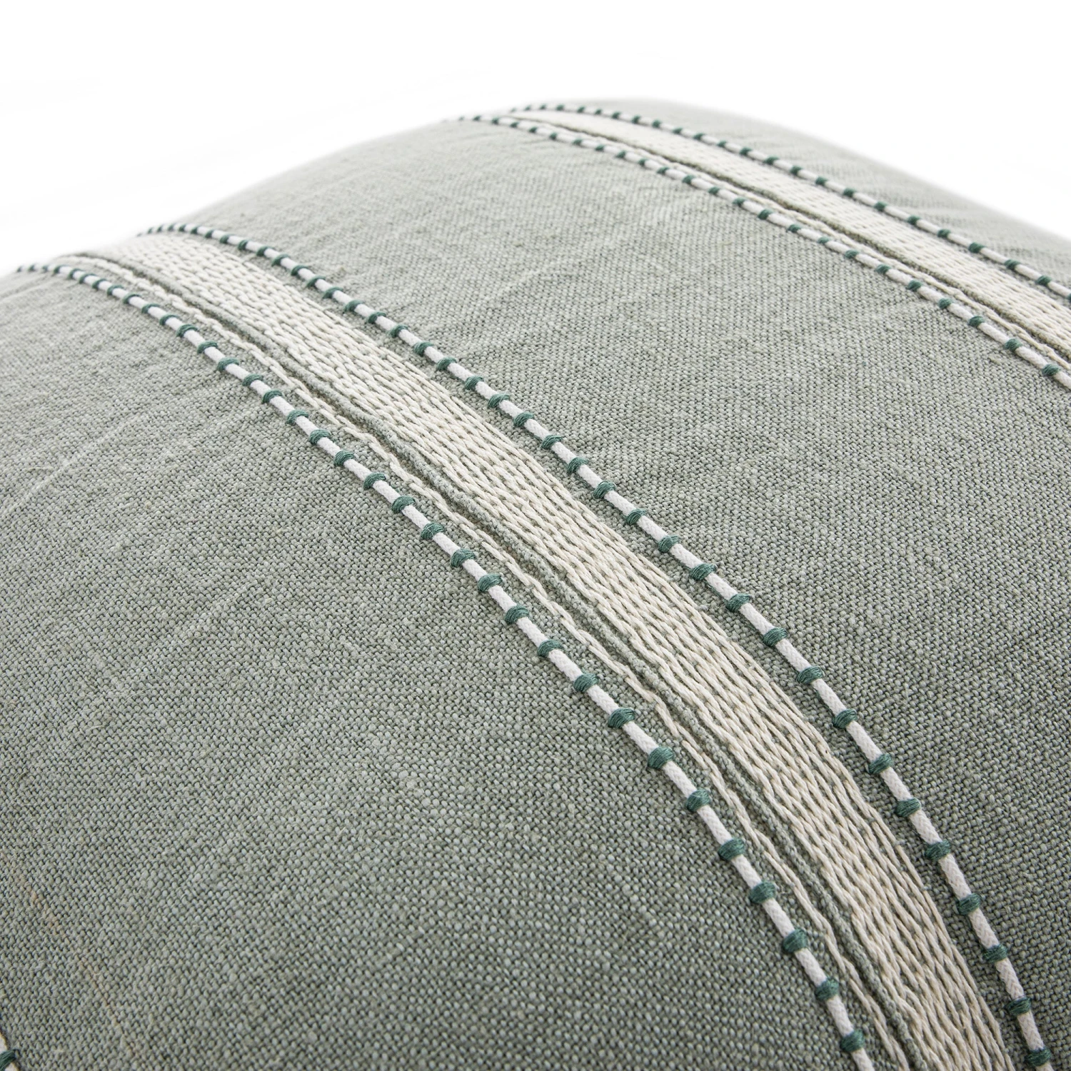 Pembroke Stripe 100% Linen Green Cushion 2 Pembroke Stripe 100% Linen Green Cushion - Image 2