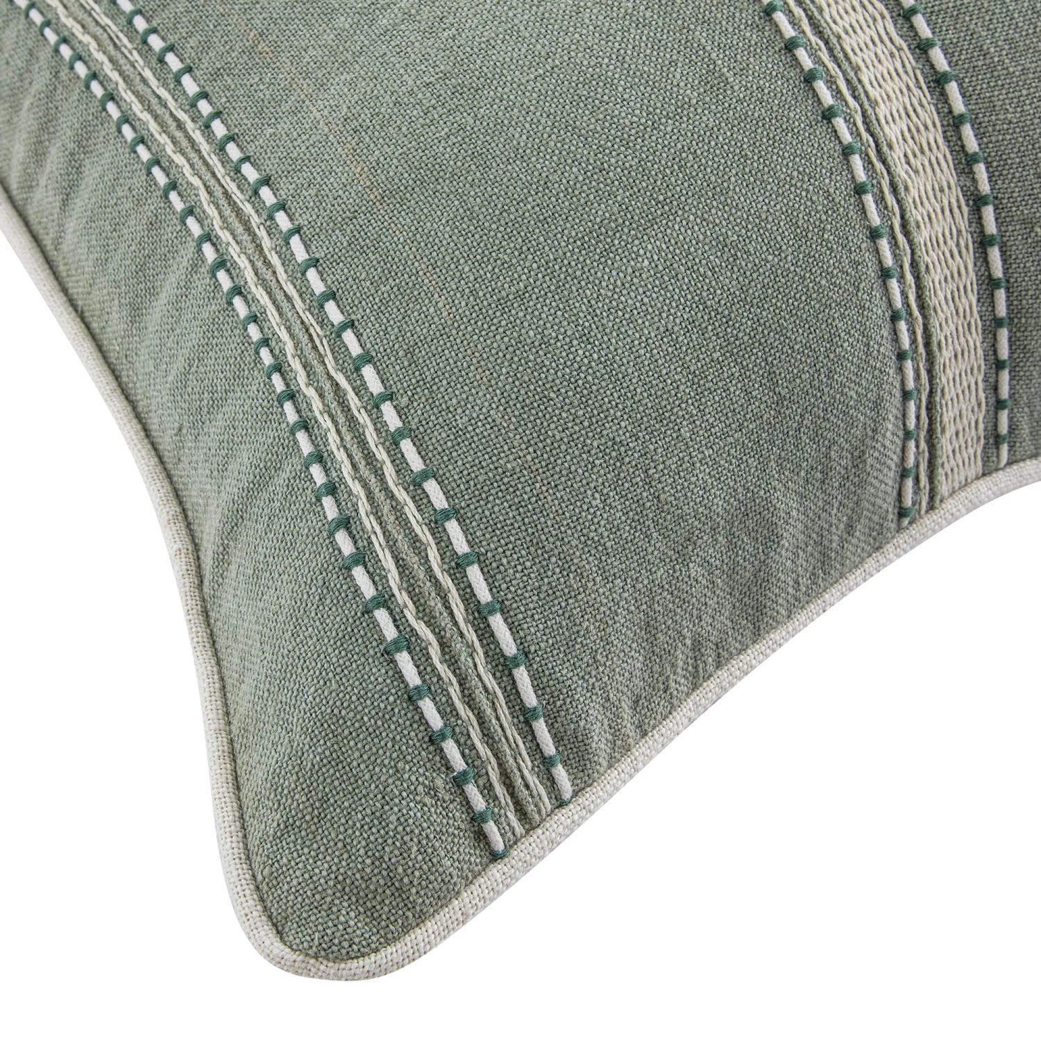 Pembroke Stripe 100% Linen Green Cushion 3 Pembroke Stripe 100% Linen Green Cushion - Image 3