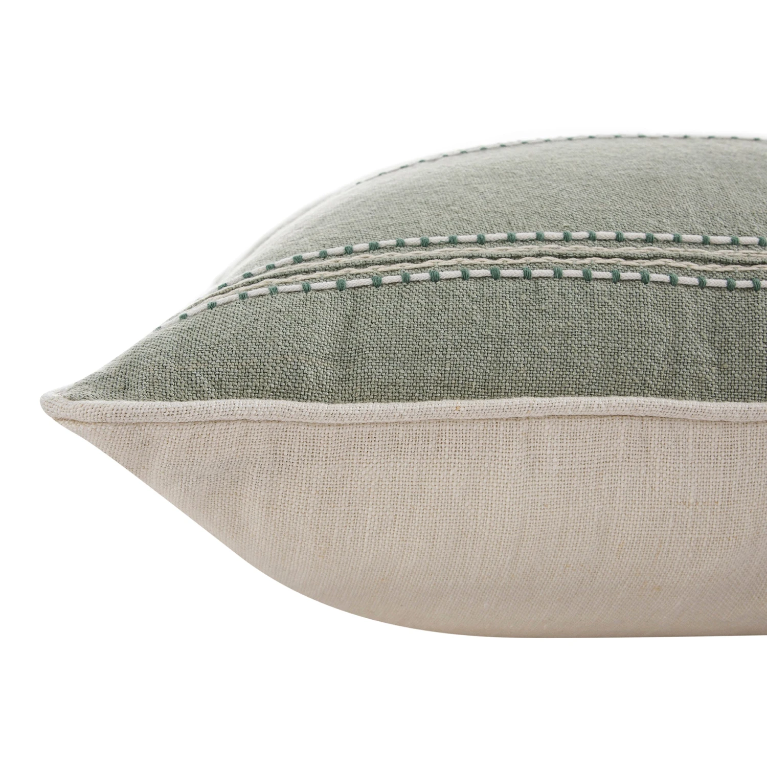 Pembroke Stripe 100% Linen Green Cushion 4 Pembroke Stripe 100% Linen Green Cushion - Image 4
