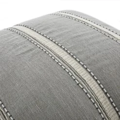 Pembroke Grey Stripe - 100% Linen Hand-Embroidered 50x50 Cushion -Daals Store HW CUSH PEMBROKESTRIPE GREY detail1