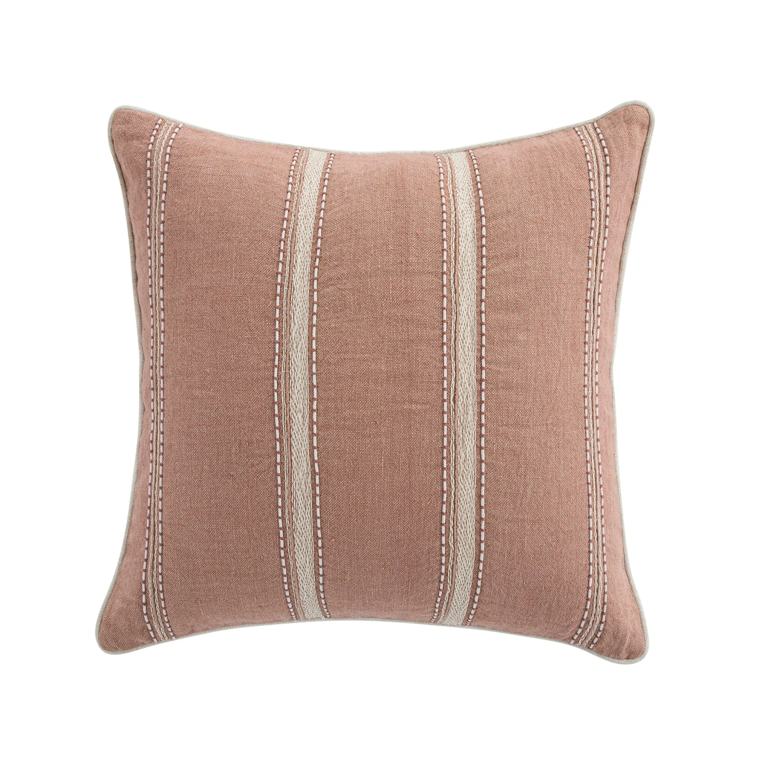 Pembroke Stripe 100% Linen Pink Cushion 1 Pembroke Stripe 100% Linen Pink Cushion