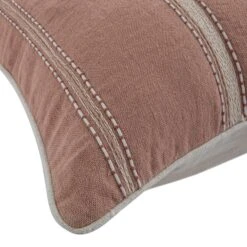 Pembroke Stripe 100% Linen Pink Cushion 7 Pembroke Stripe 100% Linen Pink Cushion -Daals Store HW CUSH PEMBROKESTRIPE PINK detail2