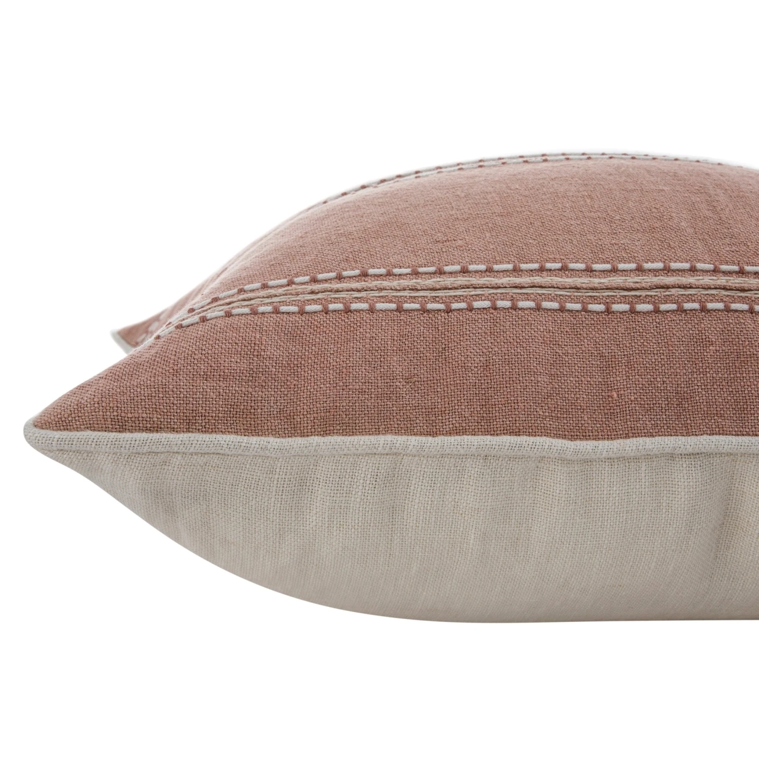 Pembroke Stripe 100% Linen Pink Cushion 4 Pembroke Stripe 100% Linen Pink Cushion - Image 4