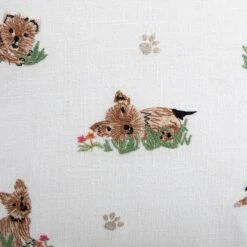 daals Whimsical Animals Playful Pooches White Cotton-Slub Hand-Embroidered Square Cushion -Daals Store HW CUSH POOCHES detail5