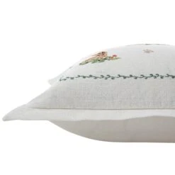 daals Whimsical Animals Playful Pooches White Cotton-Slub Hand-Embroidered Square Cushion -Daals Store HW CUSH POOCHES detail6