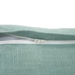 Vine Collection Primula Teal Blue Cotton Slub – Hand Embroidered Floral Beaded Cushion with Tassels -Daals Store HW CUSH PRIMULA45 detail4