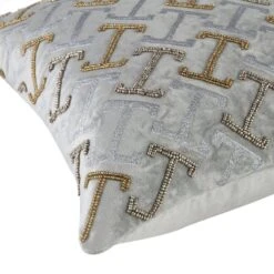 Luxe Collection Reina Silver Cotton Velvet – Hand Beaded Golden Accents Glam Cushion 13 Luxe Collection Reina Silver Cotton Velvet – Hand Beaded Golden Accents Glam Cushion -Daals Store HW CUSH REINA45 detail2