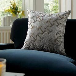 Luxe Collection Reina Silver Cotton Velvet – Hand Beaded Golden Accents Glam Cushion 9 Luxe Collection Reina Silver Cotton Velvet – Hand Beaded Golden Accents Glam Cushion -Daals Store HW CUSH REINA45 scene1