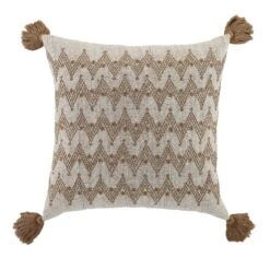 Boho Collection River Cushion β Natural Woven Cotton with Beige Zig-Zag Running Stitch & Tassels 9 Boho Collection River Cushion β Natural Woven Cotton with Beige Zig-Zag Running Stitch & Tassels -Daals Store HW CUSH RIVER45 WB1
