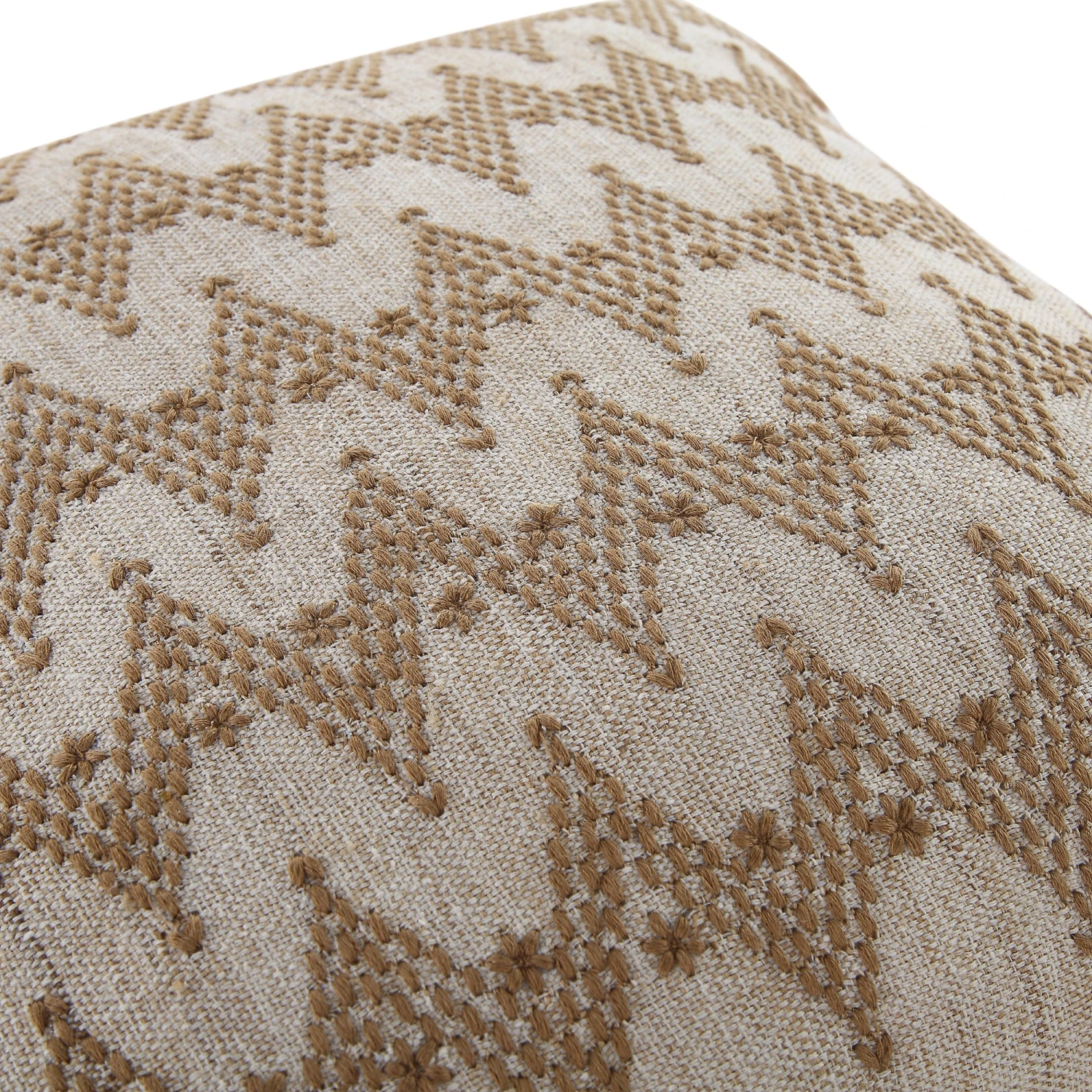 Boho Collection River Cushion β Natural Woven Cotton with Beige Zig-Zag Running Stitch & Tassels 6 Boho Collection River Cushion β Natural Woven Cotton with Beige Zig-Zag Running Stitch & Tassels - Image 6